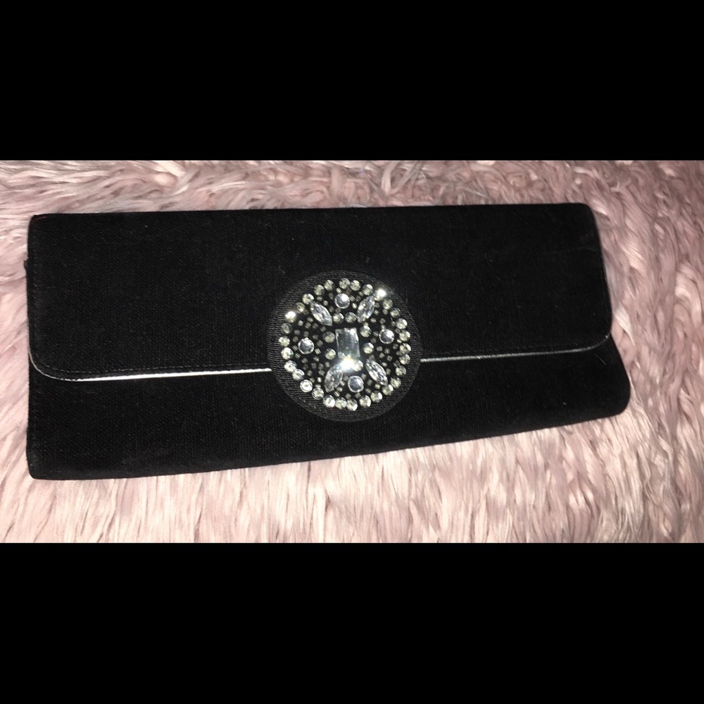 Black velvety clutch